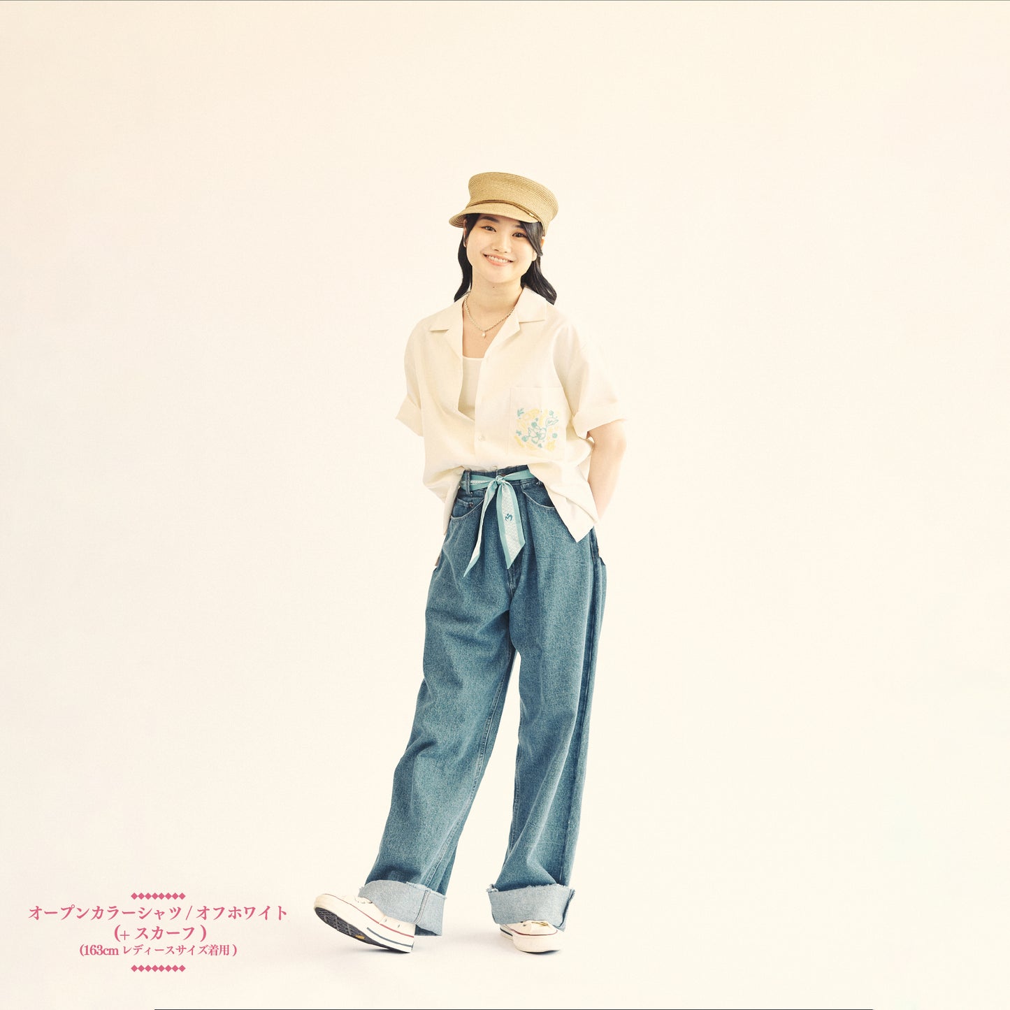 LANDMARK IN HARAJUKU Open-Collar Shirt / Off-White