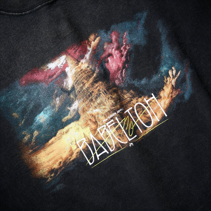 “BABEL no TOH” Vintage-Like T-Shirt / Black